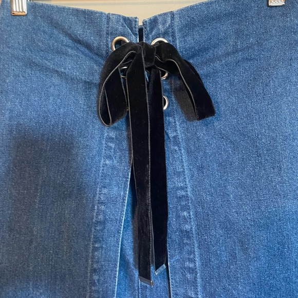 Peacebird Denim Skirt Front Tie Side Pockets Size S - Picture 2 of 9